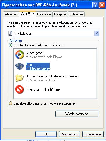 Autoplay Standardfestlegung
